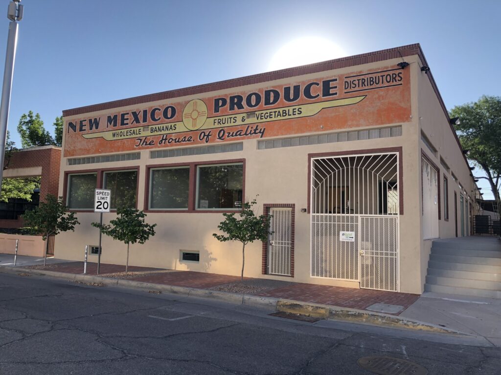 New Mexico Produce sign on building that is probably no longer selling produce.